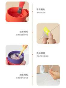 四合一多功能缝隙清洁刷，1个三合一杯盖刷，3个杯盖缝隙清洁刷，奶瓶和杯角清洁刷，吸管刷，瓶盖刷 - 彩色 - 查看 9