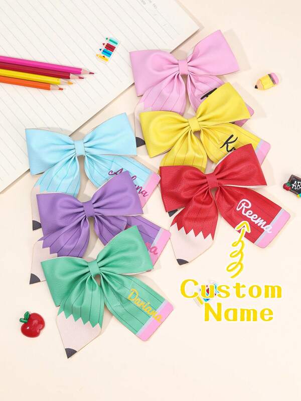 1 Stück individueller Haar-Schleifen-Clip für Mädchen, ABC Buchstabe Haar-Clip, süße Haarzubehör für Mädchen, Abschlussgeschenke, personalisierte Haarspangen mit Stylingclips für die Schule und den Alltag