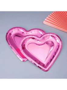 3pcs Heart-Shaped Disposable Paper Plates, Cake Plates, Wedding Disposable Cake Plates - Multicolor - View 6