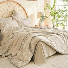 Duvet Cover King Size, Reversible Floral Lavender Duvet Cover Set With Zipper Closure, 3 Pieces Botanical Patterns Soft Microfiber Bedding Set (90"X104", 2 Pillow Cases 20"*36") - 01 - Beige Leaves (No Comforter) - View 4