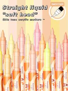 GuangNa 72/24/12 Colors Direct Liquid Acrylic Marker Pens, Students Use Art Professional Drawing Drawing Color Soft-Head Marker Paper-Tight Stackable Diy Graffiti Coloring Book Coloring Pen Can Draw Glass Stone Waterproof Body Painting Brush Christmas Gift Back To School