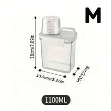 Caja de almacenamiento para polvo de detergente con taza medidora, organizador transparente para líquido de lavandería - transparente - Ver 7