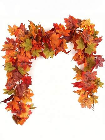 1 st - Höstlönnlövsgirlang, 5,6 fot konstgjord lönnlövs höstgirlang hängande höstrankor bordsdekorationer - hållbar återanvändbar för Thanksgiving hemfest öppen spis bröllopsmiddagsdekoration, hembröllopsfest, heminredning, bordsdekoration, höstdekoration för ytterdörren, inomhus- och utomhusdekoration, höstdekoration, halloweendekoration, halloweendekoration