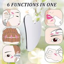 Nuanchu Stainless Steel Gua Sha Facial Tools Lymphatic Drainage Massager Guasha For Face Metal Gua Sha Skin Self Care Gifts Face Sculpting Guasha For Body Eyes Jawline Shaper With Pouch(Silver) - 銀色 - 查看 5
