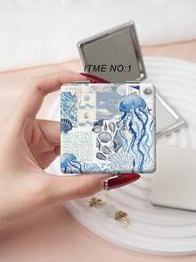 Foldable Compact Vanity Mirror, Lightweight & Ultra-Thin Hand Mirror, Durable PU Leather, Suitable For All Occasions And People, Foldable Square, Portable