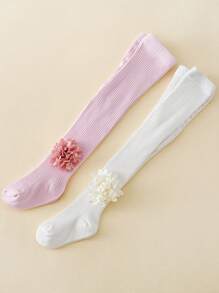 2 piezas Mallas florales cómodas y suaves para niñas, aptas para actividades al aire libre de 1 a 14 años de edad