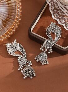 1 paire de boucles d'oreilles vintage sculptées de style indonésien en alliage de zinc, style pop égyptien turc. Boucles d'oreilles polyvalentes pour dames, adaptées pour un usage quotidien, des fêtes et des vacances