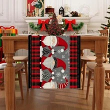 1pc Snowflakes, Gingerbread Man, Christmas Tree And Other Christmas Element Patterns Table Flag, Made Of 72 Inch Knitted Polyester Fiber, Used For Holiday Gathering Tables, Home Kitchen Decoration Gatherings, And Gifts