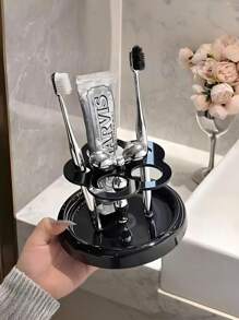 Simple Acrylic Toothbrush Holder, Countertop Bathroom Organizer Rack For Electric Toothbrush, Toothpaste, Compact & Portable