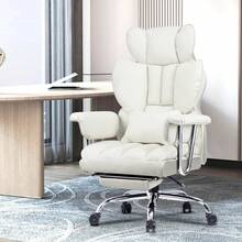 GartistGo Ergonomic High Back Swivel Leather Office Chair With Footrest For Home Office - White - View 4
