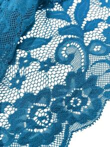 Floral Lace Lingerie Set High Waist Sleepwear Bra And Panty 2 Piece Nightwear 2025 Back-To-School Season Fall Pjs - Turquoise - 查看 3