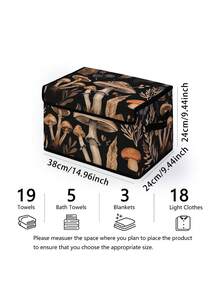 1 pieza Caja de almacenamiento con tapa con estampado de hongo de dibujos animados, contenedor de almacenamiento plegable con asa y tapa, organizador ligero, caja de almacenamiento multiusos con tapa, contenedor de almacenamiento plegable para ropa y ropa de cama con cremallera resistente, adecuado para ropa, artículos diversos, dormitorio - Multicolor - Ver 9
