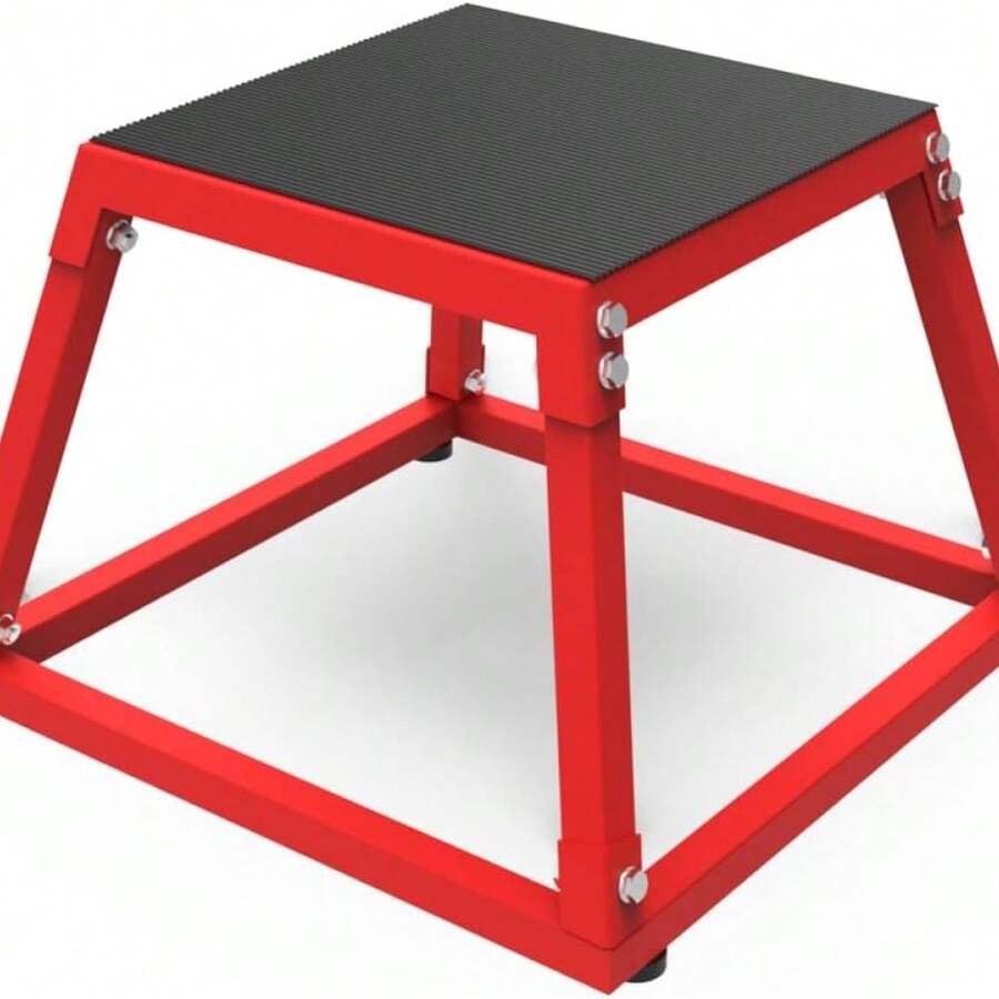 Huisuilinss Plyometric Jump Box, 12/18/24/30 Inch Plyo Box,Steel Plyometric Platform And Jumping Box,Anti-Slip Fitness Exercise Step Up Box For Home Gym Training,Conditioning Strength Training - Red+Black 12in - View 1