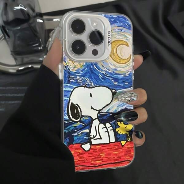 bandai 1pc/ Art Oil Painting Big White Dog Black Border Frame Anti-Shock Mobile Phone Protective Case Suitable For IPhone, A Stylish Phone Case Full Of Artistic Atmosphere, Suitable For Artists Who Love Oil Painting.