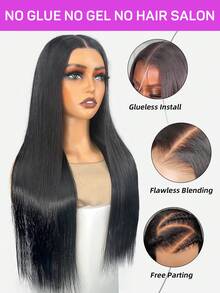 WIG FEVER Hair Wear & Go Glueless Wigs Straight Hair Human Hair Wig 180% 10-22 Inch Pre-Cut & Pre-Plucked 9x6 HD Skin Lace Front Wigs Hair Stuff Invisible Lace Breathable Lace Glueless Wig Soft Texture Skin-Friendly Adjustable Cap Pre-Bleached Tiny Knots Quick Ship Items Natural Color Hairline Weave Glueless Fairy - SNatural - View 7