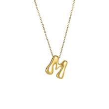 18K Bubble Letter Necklace Gold For Women, Initial Necklaces Rhinestone Chunky Bubble Letter Necklace As Mother's Day Gifts Charm Puff Name Pendant Alphabet Necklaces Non Tarnish Gold Plated Jewelry