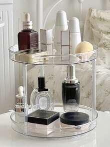 360° Rotating 1/2/3-Tier Slouchy Susan Organizer - Clear Plastic Cosmetic & Skincare Storage, Perfect For Bathroom Vanity, Kitchen Cabinet, And Dresser Decor,Desktop Storage And Organization, Beauty Display Rack, Bathroom Accessories, Transparent Makeup Organizer, Home Decoration, Room Decoration, Multi-Purpose Storage Rack