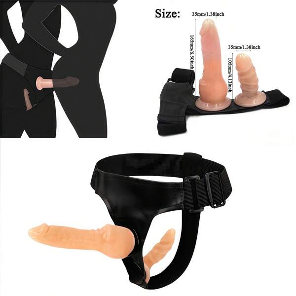 1pc Women's Wearable Dildo Double Head Realistic Penis Dildo Panties, Wearable Sex Belt Thick Dildo Fake Penis Sex Toy Anal Plug Female Masturbation Wearable Big Thick Dildo Adult Products