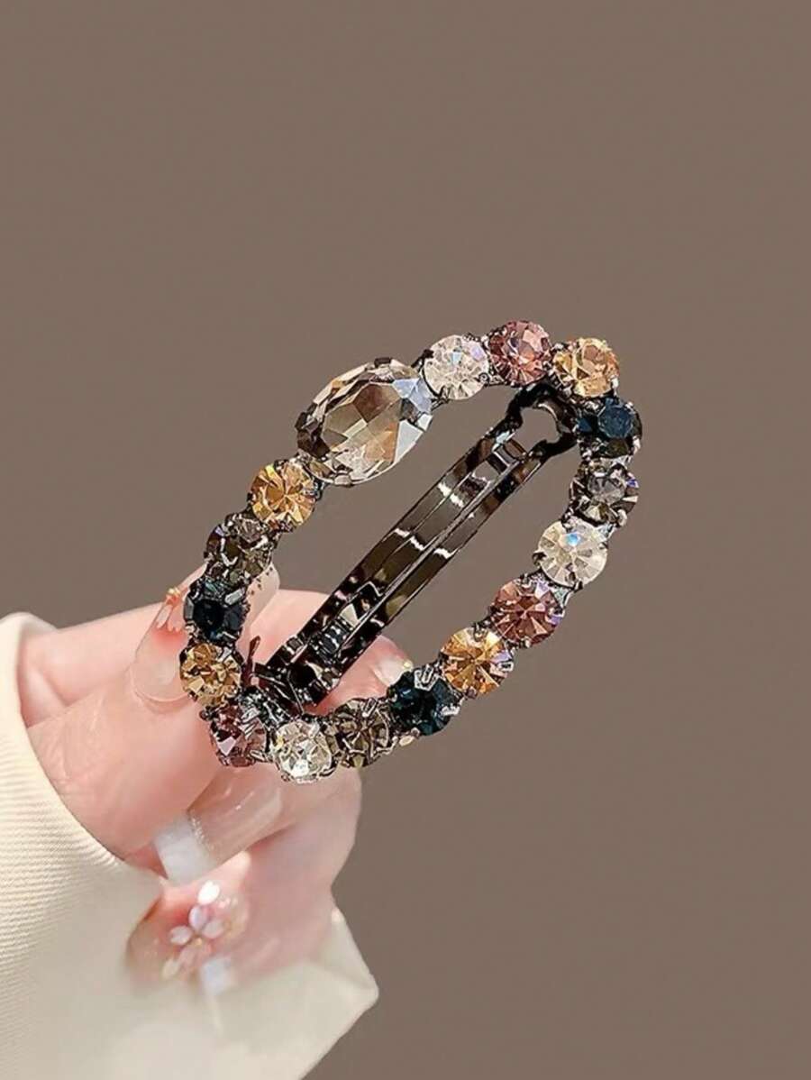 Pasador de cabello con cristales de Rhinestone checo con estilo coreano, clip de flequillo y accesorio de moda para el cabello, pinzas para el cabello, barrettes