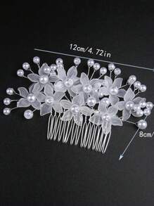 1pc Korean Style Crystal Crown Headwear, Bridal Daisy Flower Hair Comb Accessory, Pearl Flower Hair Clip Piece, Bohemian Zinc Alloy Ditsy Floral Hair Jewelry Set, Suitable For All Seasons