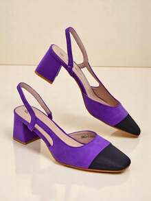 Tacones bajos para mujer con punta decorativa - Morado - Ver 2