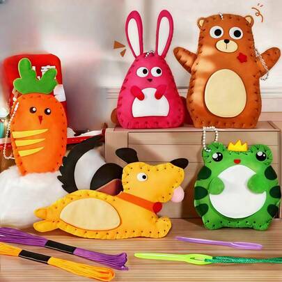 Set de 6 kits de costura para niños - Colgantes de animales hechos a mano de forma creativa, regalos perfectos para cumpleaños y fiestas para niños de 6 a 8 años, kits de manualidades para niños