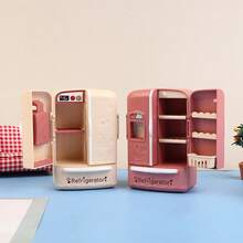 1pc Dollhouse Furniture Miniature Refrigerator: Single Door Fridge Model With Upper And Lower Compartments, 1/12 Scale Realistic Kitchen Appliance Toy Model For Living Room, Dining Room, Bedroom Decor - Multicolor - View 5