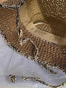 1pc Teenage Girl Sweet Straw Hat With Ribbon Decor, Versatile Bucket Hat Design For Sun Protection, Spring/Summer - Straw Bucket Hat - View 12