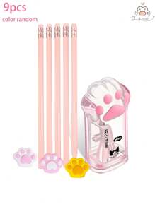 Cute Cat Paw Pencil Sharpener, Manual Office, Home And School Supplies Pencil Sharpener With A Lid, Pink And Grey Pencil Sharpener, Small Handheld Pencil Sharpener, Cat Paw Manual Pencil Sharpener Accessories, Office, Home And School Supplies, Cat Paw Shape With A Lid Suitable For Children, Adults And Students, School Supplies, Student Awards, Children's Gifts, Pencil Sharpener Accessories, Pink And Grey Back To School