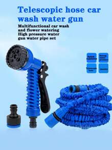 1pc 3x Expandable High Pressure Water Hose For Garden, Car Wash, Multi-Sizes (Blue)