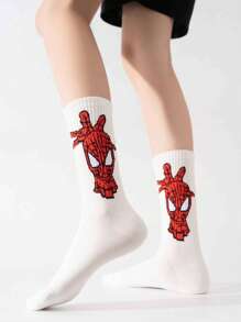 5 Pairs Unisex Mixed Colors Creative Pattern Mid-Calf Socks, Suitable For Daily Wear, Great Gift For Family And Friends