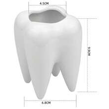 1pc Small Ceramic Dental Decoration Bucket Desktop Small Tool Storage Accessories, Pen Bucket, Cosmetics Storage Bucket, Toothbrush Bucket, Vase Or Flower Pot, Suitable For Succulent And Herbaceous Plants, Home Living Room, Bedroom, Office Desktop Decoration Bucket, Dental Gifts - Multicolor - View 3