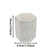 1pc White Luxurious Crystal-Inlaid Desk Pen Holder, Creative Ceramic Rhinestone Makeup Brush Holder, Fashion Cosmetic Organizer Storage