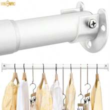 1 pieza Varilla ajustable de 40-190cm de acero inoxidable plateado, varilla para cortina de ducha, varillas para colgar cortinas de ducha, varillas telescópicas, varillas para colgar ropa en el armario de alta resistencia, varillas negras metálicas para armario