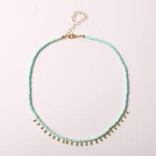 1 pièce Collier + 1 pièce Bracelet Set, Collier pendentif goutte d'eau doré bohème et bracelet, tenue casual pour femmes