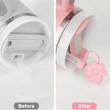 Accesorios compatibles con la Copa : 2 tapas de pajitas con flores, 3 tapones a prueba de derrames de silicona para el vaso de 40 onzas con tapa y asa, 2 fundas protectoras de silicona para la pajita y 1 cepillo, suministros de regreso a la escuela