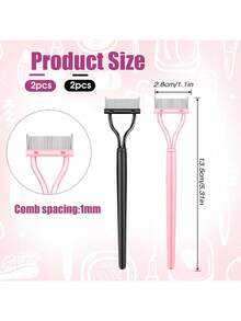 4/2/1 Pcs Eyelash Separator, Metal Teeth Mascara Brush With Cover, Eyelash Comb For Separating And Grooming Lashes, Makeup Applicator For Women, Cheap, Room Decor, Vanity, Travel, Bedroom, Makeup Accessories, Christmas Gift, Cosmetics, Makeup Tools, Cheap Gift, Gift For Her - Multicolor - View 2
