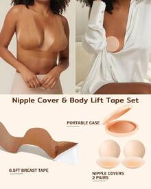 Nipple Covers For Women 2 Pairs, Pasty Nipple Covers, Hypoallergenic Sticky Adhesive Silicone Pasties Reusable With Case - Khỏa thân - Xem 5