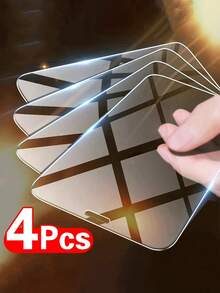 4 件钢化手机屏幕保护膜适用于 16、15、14、13、12、11、Xr、Xs、X、7、8 防爆防碎防刮防水玻璃手机钢化膜钢化玻璃防震防摔防摔防刮防指纹全覆盖 - 白色 - 查看 39