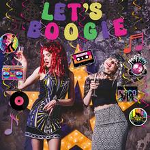 Disco Party Decorations Banner Disco Ball Hanging Swirls Disco Party Tablecloth For Back To 60s 70s 80s 90s Dance Party Retro Disco Party Supplies,9 Honeycomb Centerpiece,4 Hanging Swirl(3.6*5.9FT/110*180CM) - 彩色 - 查看 3