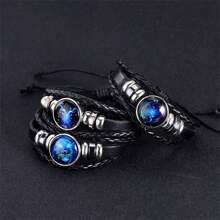 Zodiac Signs Spirit Bracelet Zodiac Bracelet For Women Men Adjustable 12 Constellation Bracelet Multilayer Zodiac Black Leather Bracelets Zodiac Sign Wrap Bracelet For Women Men Birthday Jewelry
