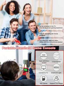 1pc Handheld Game Console 400 Games New Retro Handheld Game Console Supports Two-Player Battle Supports TV Connection Nostalgic Old Russian Classic Block Game Console Portable Mini Macaron Series Game Console 3-Inch Screen Party Game Gift,Games,Game,Game Console - Multicolor - View 6