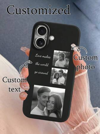 1 st. anpassat svartvitt foto/text stötsäkert HD-glasfodral, lämpligt för iPhone 16/16 Pro/16 Plus/16 Pro Max/17 Pro Max/17 Air, S25 Ultra, Redmi, OnePlus och andra modeller