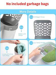 1 Set Of Integrated Cat Litter Scoop With Detachable Garbage Bag And Pet Feces Picker(No Included Garbage Bags)