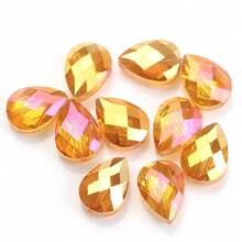 10pcs 14mm Bird Nest/ 13*18mm Grid Water Drop Hole Cut Glass Beads, DIY Craft Accessories For Jewelry Making, Cell Phone Chain, Keychain, Earrings, Necklaces, Shoes & Apparel Decoration