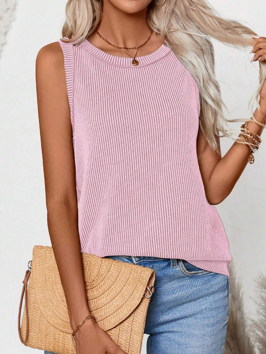 Women's Crew Neck Ribbed Top (Summer Edition)