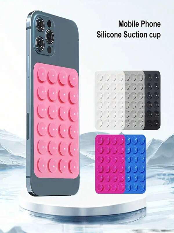 1 pieza Soporte multifuncional cuadrado para teléfono móvil con ventosa de silicona, ventosa de silicona con 24 agujeros y adhesivo fuerte, adecuado para diversos escenarios para fijar y evitar que el teléfono se caiga, accesorios de video, vibración y selfie para teléfono