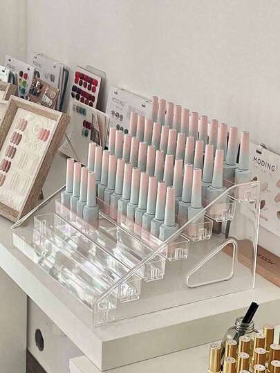 3/4/5/6/7 Layers Acrylic Nail Polish Display Rack, Multi-Layer Organizer Shelf, Makeup Cosmetic Glasses Jewelry Storage Box, Suitable For Home Living Room Office Decor, Bedside Table Organization, Birthday Gift