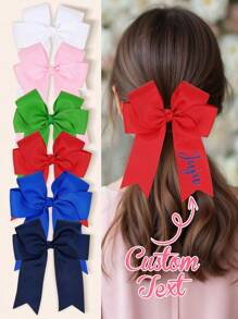 1 pieza Pinza de pelo con lazo personalizada para niñas, lazo de animadora con nombre impreso, lazos de pelo personalizados para porristas, pinza de pelo con moño adorable, adecuada para decoración diaria del cabello, regalo para niñas, multifuncional, ornamental, letra, elegante, moderna, colorida, adorable, casual, personalizada, única, regalo ideal para él, regalo ideal para ella