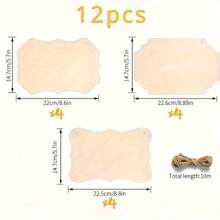 12pcs Blank Irregular Shaped Wooden Planks, Handmade Hanging Wood Tags For Classroom, Woodcrafting, Painting, Writing, Room Decor